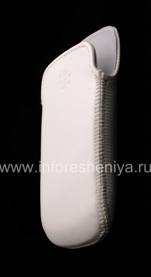 Галерея фотографий товара Оригинальный кожаный чехол-карман Leather Pocket для BlackBerry 9380 Curve, Белый (White)