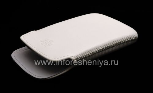 Галерея фотографий товара Оригинальный кожаный чехол-карман Leather Pocket для BlackBerry 9380 Curve, Белый (White)