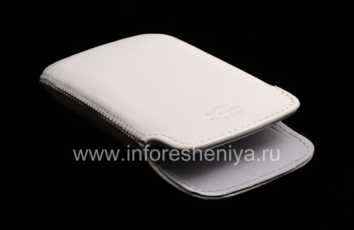Галерея фотографий товара Оригинальный кожаный чехол-карман Leather Pocket для BlackBerry 9380 Curve, Белый (White)