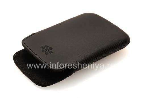 Галерея фотографий товара Оригинальный кожаный чехол-карман Leather Pocket для BlackBerry 9380 Curve, Черный (Black)