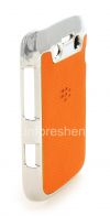 Фотография 3 — Пластиковый чехол-крышка с рельефной вставкой для BlackBerry 9790 Bold, Металлик/Оранжевый