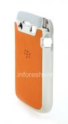 Фотография 4 — Пластиковый чехол-крышка с рельефной вставкой для BlackBerry 9790 Bold, Металлик/Оранжевый