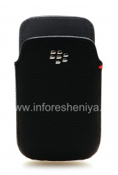 Asli Leather Case-saku Kulit Pocket untuk BlackBerry 9790 Bold, Hitam, besar tekstur (hitam)