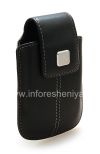 Photo 3 — El caso de cuero original con un clip y una pulsera de cuero etiqueta metálica giratoria de cuero para BlackBerry, Negro (Negro)