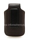 Photo 2 — El caso de cuero original con un clip y una pulsera de cuero etiqueta metálica giratoria de cuero para BlackBerry, Brown (Espresso)