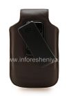 Photo 4 — El caso de cuero original con un clip y una pulsera de cuero etiqueta metálica giratoria de cuero para BlackBerry, Brown (Espresso)