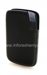 Signature Leather Case-pocket with tongue Smartphone Experts Pocket Pouch for BlackBerry 9800/9810 Torch, The black