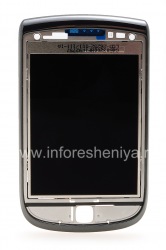 Asli perakitan layar LCD dengan slider untuk BlackBerry 9800 Torch, Gelap metalik (Arang), ketik 001/111