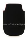 Photo 2 — Leather Case-saku logo BlackBerry untuk BlackBerry 9800 / 9810 Torch, Hitam dengan garis merah, tekstur Mayor, logo logam