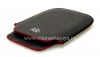 Photo 6 — Leather Case-saku logo BlackBerry untuk BlackBerry 9800 / 9810 Torch, Hitam dengan garis merah, tekstur Mayor, logo logam