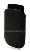 Photo 3 — Leather Case-saku logo BlackBerry untuk BlackBerry 9800 / 9810 Torch, Hitam, tekstur halus, logo plastik hitam