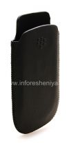Photo 4 — Leather Case-saku logo BlackBerry untuk BlackBerry 9800 / 9810 Torch, Hitam, tekstur halus, logo plastik hitam
