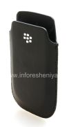 Photo 4 — Leather Case-saku logo BlackBerry untuk BlackBerry 9800 / 9810 Torch, Hitam, tekstur besar, logo plastik putih