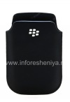 Photo 1 — Kulit Kasus-saku dengan logo putih untuk BlackBerry BlackBerry 9800 / 9810 Torch, Hitam, tekstur halus, logo plastik putih