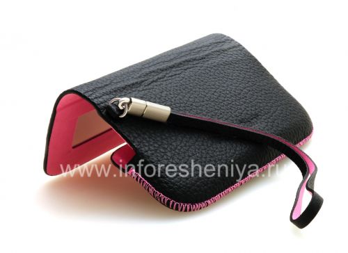 Галерея фотографий товара Оригинальный кожаный чехол-сумка Leather Folio для BlackBerry 9800/9810 Torch, Черный/Розовый (Black w/Pink Accents)