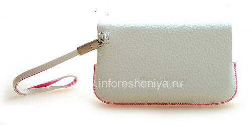 Галерея фотографий товара Оригинальный кожаный чехол-сумка Leather Folio для BlackBerry 9800/9810 Torch, Белый/Розовый (White w/Pink Accents)