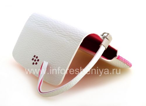 Галерея фотографий товара Оригинальный кожаный чехол-сумка Leather Folio для BlackBerry 9800/9810 Torch, Белый/Розовый (White w/Pink Accents)