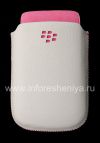 Фотография 1 — Оригинальный кожаный чехол-карман Leather Pocket для BlackBerry 9800/9810 Torch, Белый/Розовый (White w/Pink Accents)