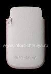Photo 2 — Asli Leather Case-saku Kulit Pocket untuk BlackBerry 9800 / 9810 Torch, Putih / merah muda (putih w / Pink Aksen)