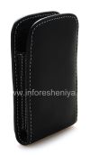 Photo 4 — Signature Leather Case-saku handmade Jenis Monaco Vertikal Pouch Kulit Kasus untuk BlackBerry 9800 / 9810 Torch, Black (hitam)