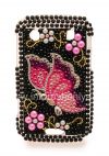 Фотография 1 — Пластиковый чехол-крышка со стразами для BlackBerry 9900/9930 Bold Touch, Бабочка, Черный