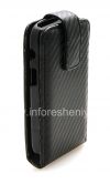 Photo 4 — couvercle du boîtier en cuir à ouverture verticale pour BlackBerry 9900/9930 Bold tactile, Texture noire "en fibre de carbone"