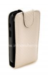 Photo 4 — BlackBerry 9900 / 9930 Bold টাচ জন্য উল্লম্ব খোলার সঙ্গে চামড়া ক্ষেত্রে কভার, হোয়াইট, বুনট "কার্বন ফাইবার"