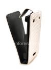 Photo 8 — Caso de cuero con tapa de apertura vertical para BlackBerry 9900/9930 Bold Touch, Blanca, de textura "fibra de carbono"
