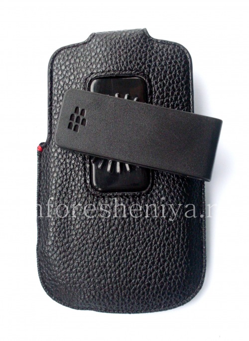 Галерея фотографий товара Кожаный чехол с клипсой для BlackBerry 9900/9930/9720, Черный с крупной текстурой
