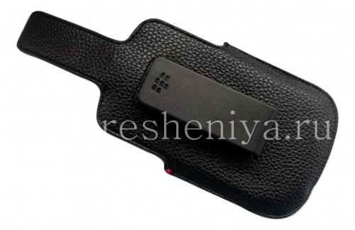 Галерея фотографий товара Кожаный чехол с клипсой для BlackBerry 9900/9930/9720, Черный с крупной текстурой