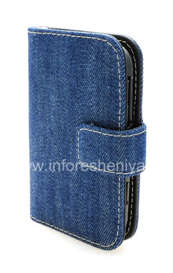 Kain Kasus pembukaan horisontal untuk Blue Jeans Wallet BlackBerry 9900 / 9930 Bold Sentuh