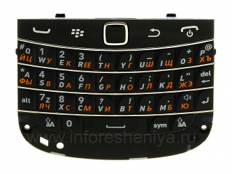 perakitan Keyboard Rusia dengan papan dan trackpad BlackBerry 9900 / 9930 Bold Sentuh, hitam