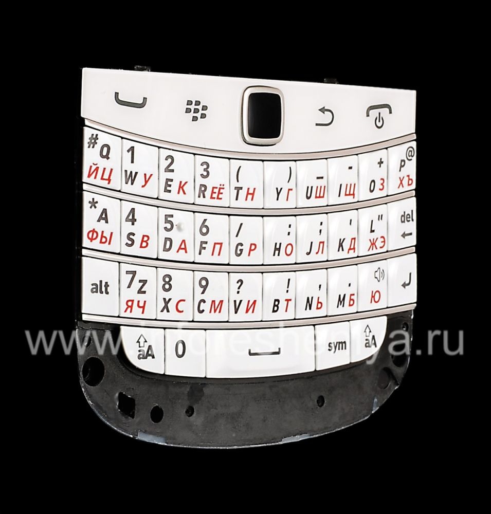 Белая русская клавиатура в сборке с платой и трекпадом BlackBerry 9900/9930  Bold Touch — У нас есть для BlackBerry всё. ИнфоРешения / bbry.net