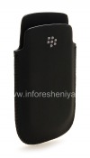 Photo 3 — Leather Case-saku BlackBerry 9900 / 9930/9720, Hitam, biji-bijian besar, logo logam