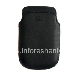 Кожаный чехол-карман для BlackBerry 9900/9930/9720, Черный, Мелкая текстура, Черный пластиковый логотип