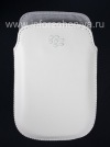 Photo 1 — Leather Case-pocket for BlackBerry 9900/9930/9720, White, fine texture, white plastic logo