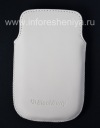 Photo 2 — Caso de cuero de bolsillo para BlackBerry 9900/9930/9720, Blanca, de textura fina, logotipo de plástico blanco