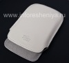 Photo 3 — Leather Case-saku BlackBerry 9900 / 9930/9720, Putih, tekstur halus, logo plastik putih