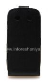 Photo 2 — BlackBerry 9850 / 9860 Torch জন্য উল্লম্ব খোলার সঙ্গে চামড়া ক্ষেত্রে কভার, একটি লিনেন জমিন কালো