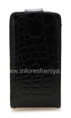 Photo 1 — BlackBerry 9850 / 9860 Torch জন্য উল্লম্ব খোলার সঙ্গে চামড়া ক্ষেত্রে কভার, কালো "কুমির"