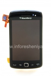 Оригинальный экран LCD в сборке с тач-скрином и передней панелью для BlackBerry 9850/9860 Torch, Черный, тип экрана 001/111