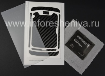 Фирменный набор текстурных защитных пленок для экрана и корпуса BodyGuardz Armor для BlackBerry 9850/9860 Torch, Черный, текстура “Carbon Fiber”