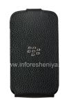 Photo 1 — El caso de cuero original con apertura vertical cubierta del tirón del cuero Shell para BlackBerry Q10, Negro (Negro)