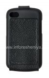 Photo 2 — El caso de cuero original con apertura vertical cubierta del tirón del cuero Shell para BlackBerry Q10, Negro (Negro)