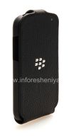 Photo 4 — El caso de cuero original con apertura vertical cubierta del tirón del cuero Shell para BlackBerry Q10, Negro (Negro)