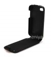 Photo 7 — El caso de cuero original con apertura vertical cubierta del tirón del cuero Shell para BlackBerry Q10, Negro (Negro)