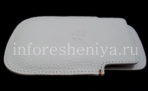 Галерея фотографий товара Эксклюзивный чехол-карман Leather Pocket Pouch для BlackBerry Q10, Белый (White)