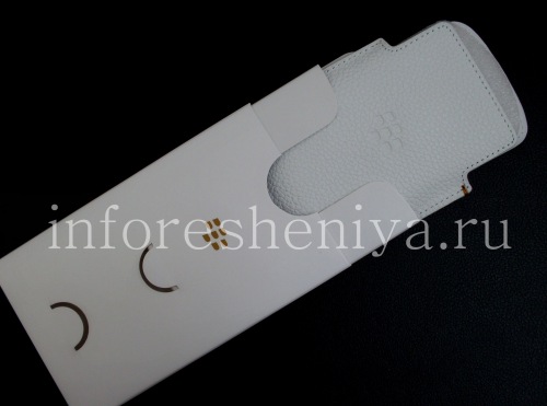 Галерея фотографий товара Эксклюзивный чехол-карман Leather Pocket Pouch для BlackBerry Q10, Белый (White)