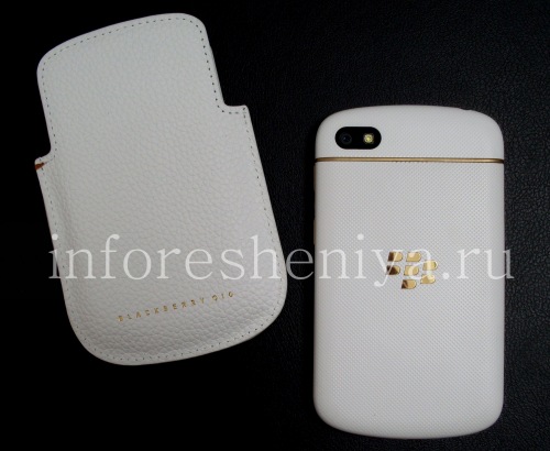 Галерея фотографий товара Эксклюзивный чехол-карман Leather Pocket Pouch для BlackBerry Q10, Белый (White)