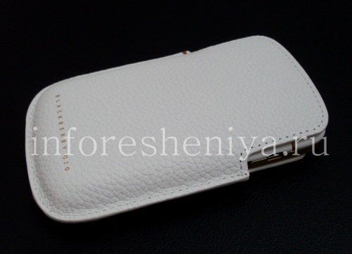 Галерея фотографий товара Эксклюзивный чехол-карман Leather Pocket Pouch для BlackBerry Q10, Белый (White)